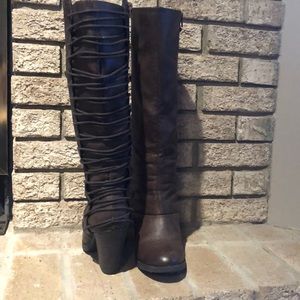 Knee high dark brown boots